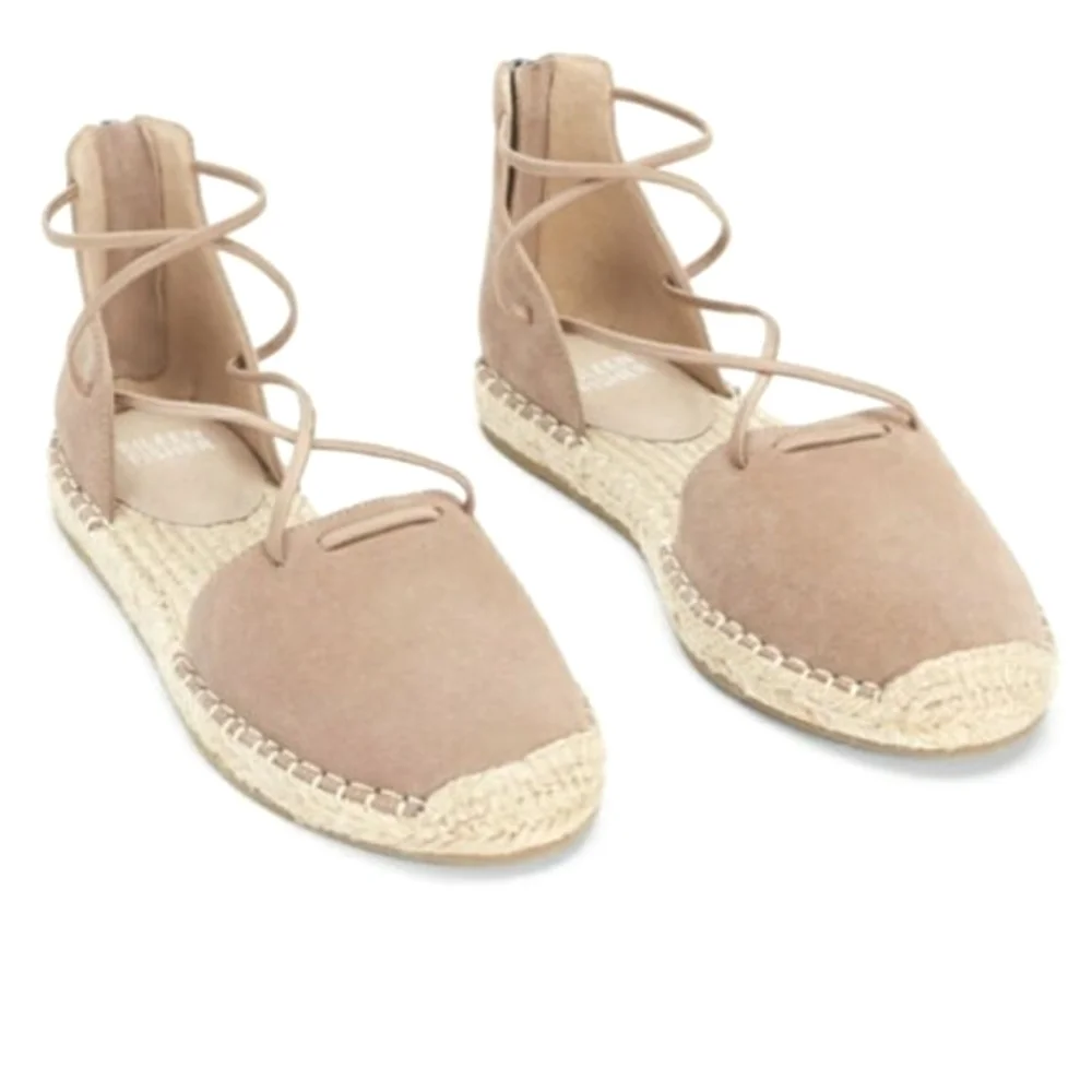 Eileen Fisher Criss Cross Lace Suede Espadrille 5 earth
